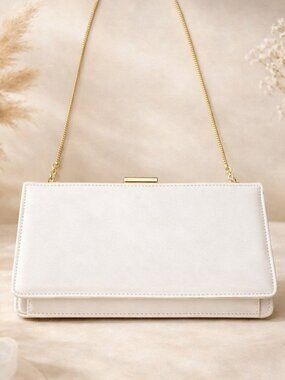 Giani Bernini White Clutch Crossbody Gold Chain Evening Bag